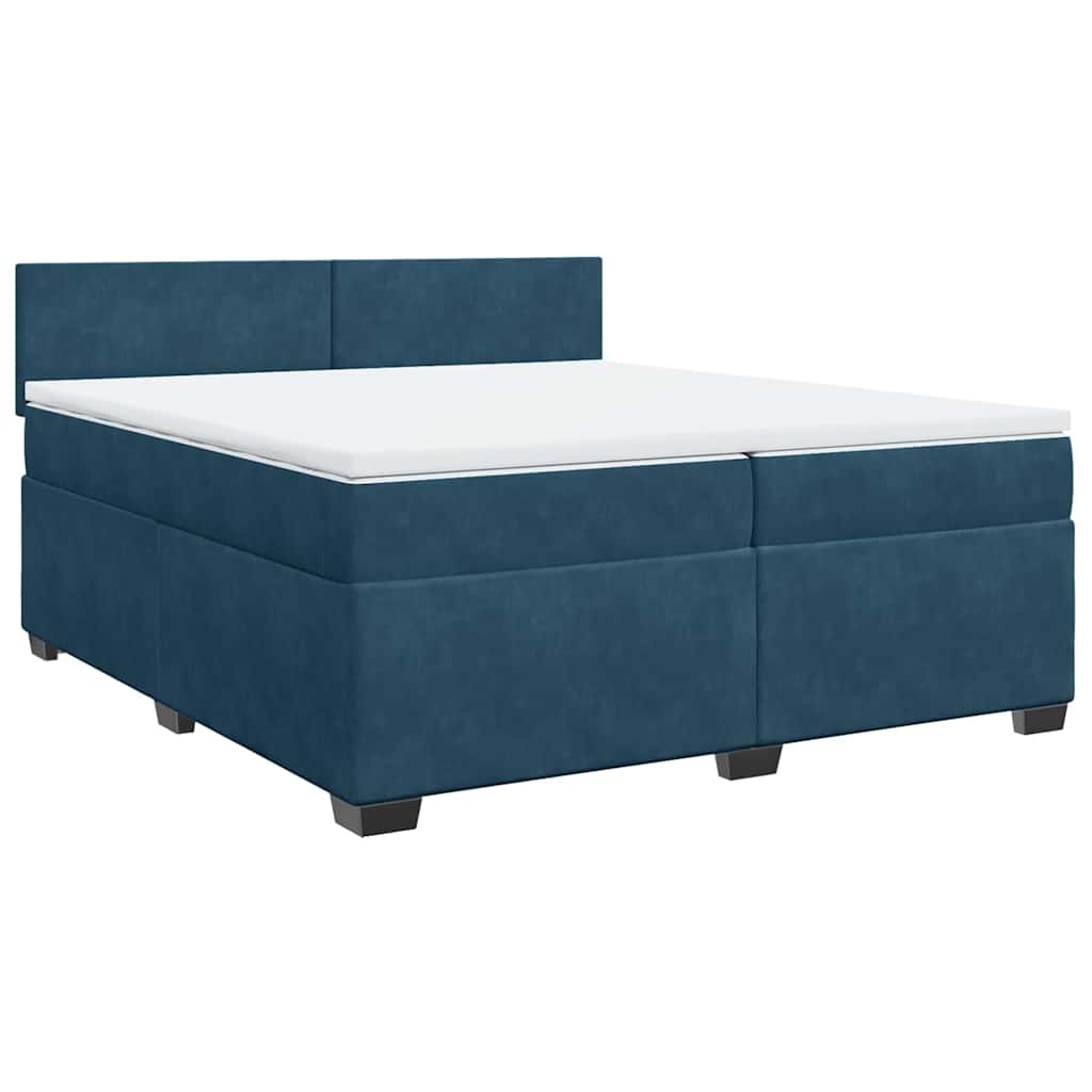 Giroletto a Molle con Materasso Blu Scuro 200x200 cm in Velluto | homemem39