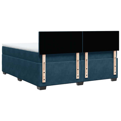Giroletto a Molle con Materasso Blu Scuro 200x200 cm in Velluto | homemem39