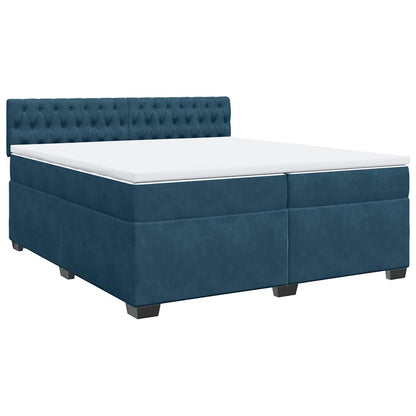 Giroletto a Molle con Materasso Blu 200x200 cm in Velluto | homemem39