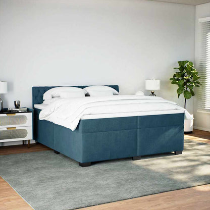 Giroletto a Molle con Materasso Blu 200x200 cm in Velluto | homemem39