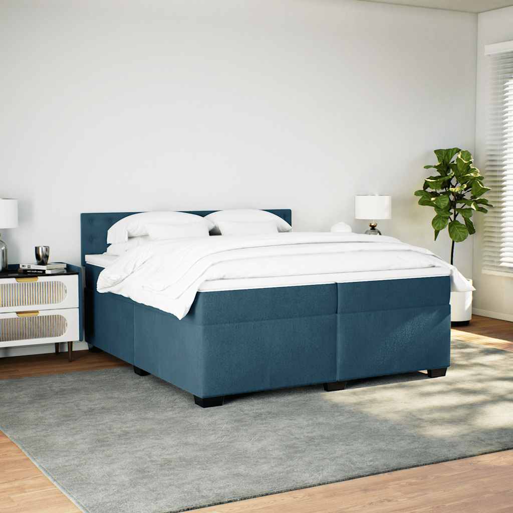Giroletto a Molle con Materasso Blu 200x200 cm in Velluto | homemem39