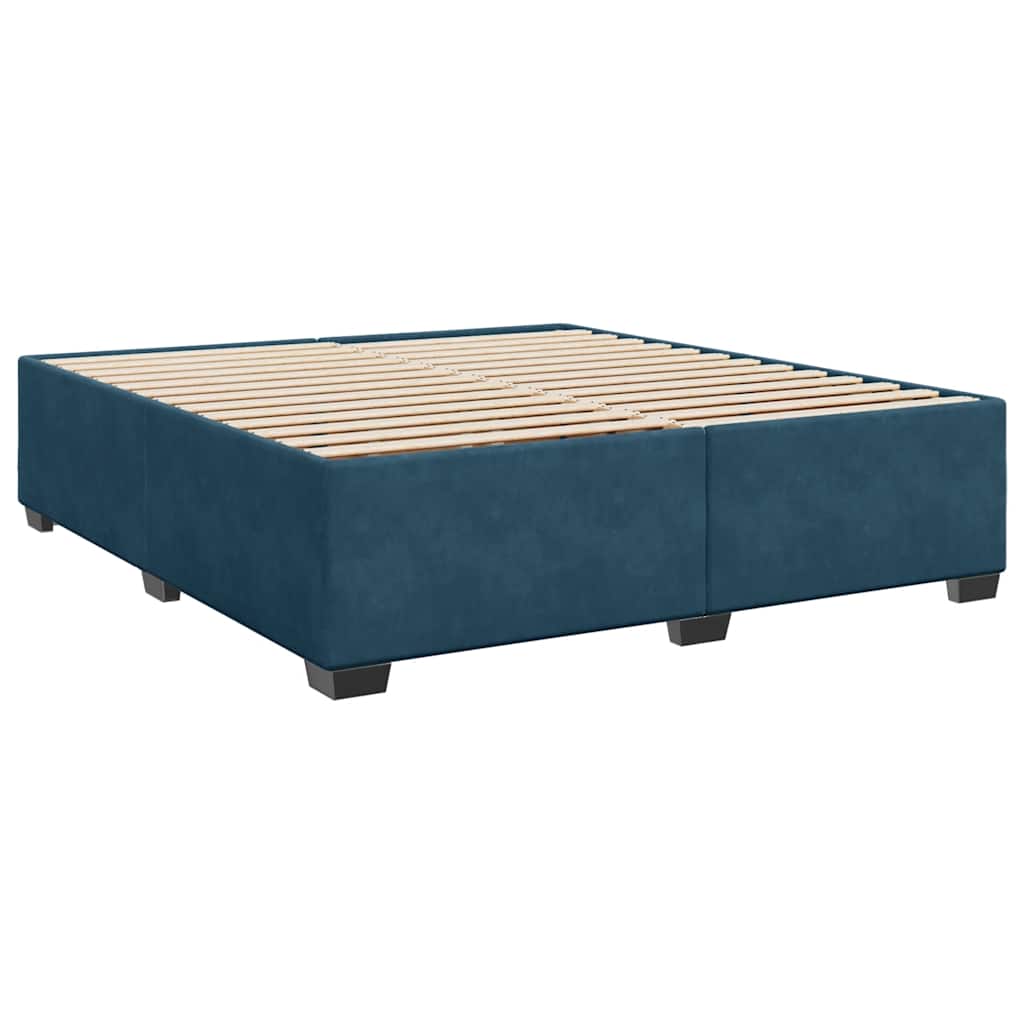 Giroletto a Molle con Materasso Blu 200x200 cm in Velluto | homemem39