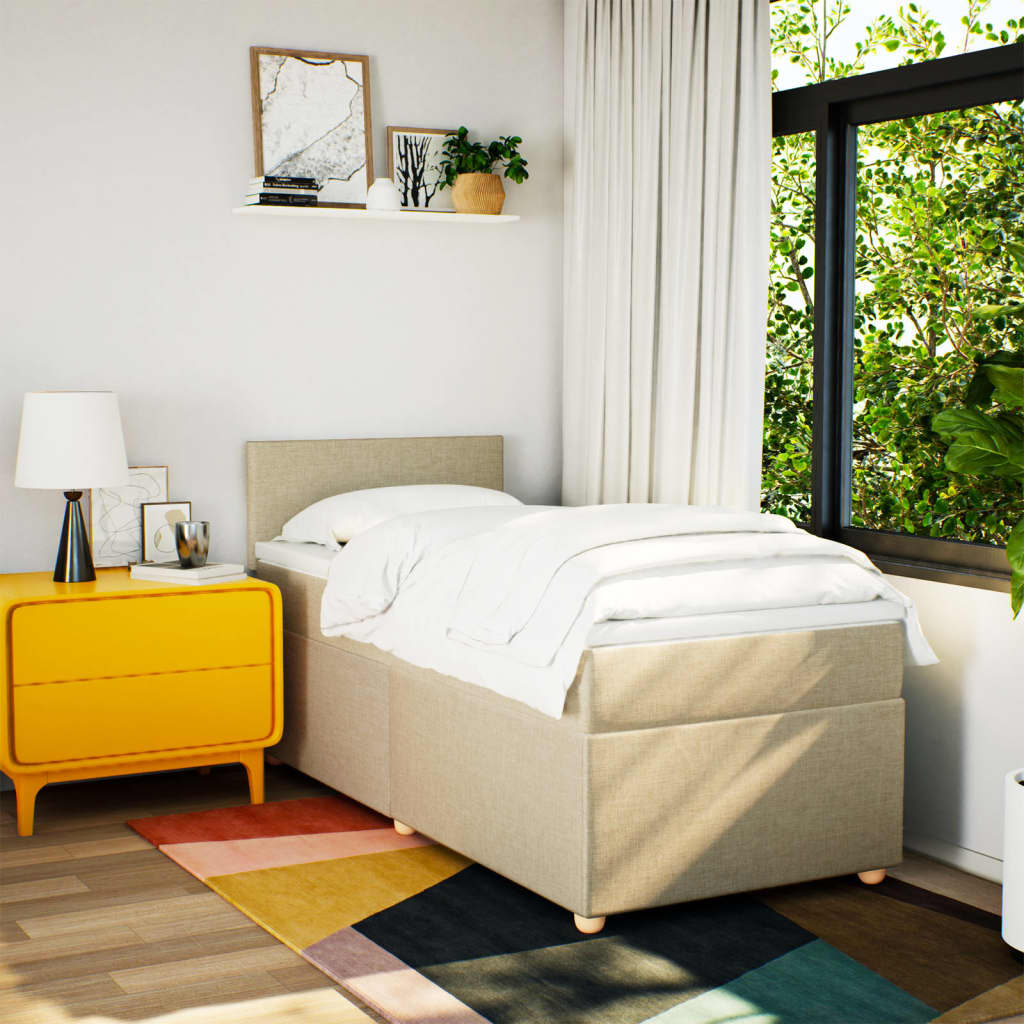 Giroletto a Molle con Materasso Crema 90x190 cm in Tessuto | homemem39