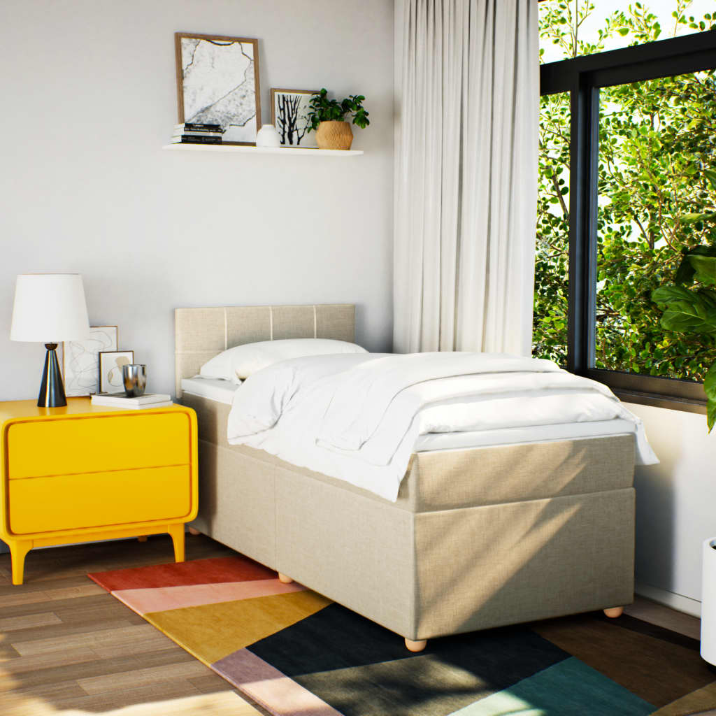Giroletto a Molle con Materasso Crema 90x190 cm in Tessuto | homemem39