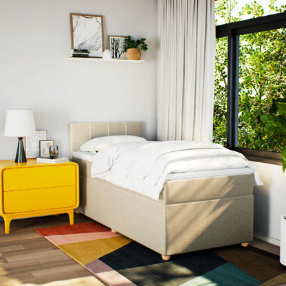 Giroletto a Molle con Materasso Crema 90x190 cm in Tessuto | homemem39