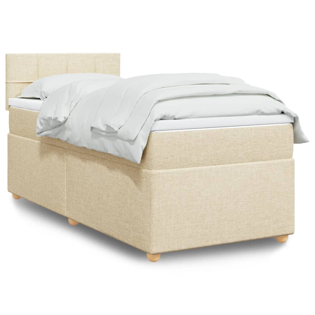 Giroletto a Molle con Materasso Crema 90x190 cm in Tessuto | homemem39