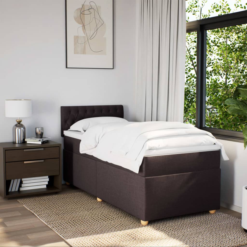 Giroletto a Molle con Materasso Marrone Scuro 90x190cm Tessuto | homemem39