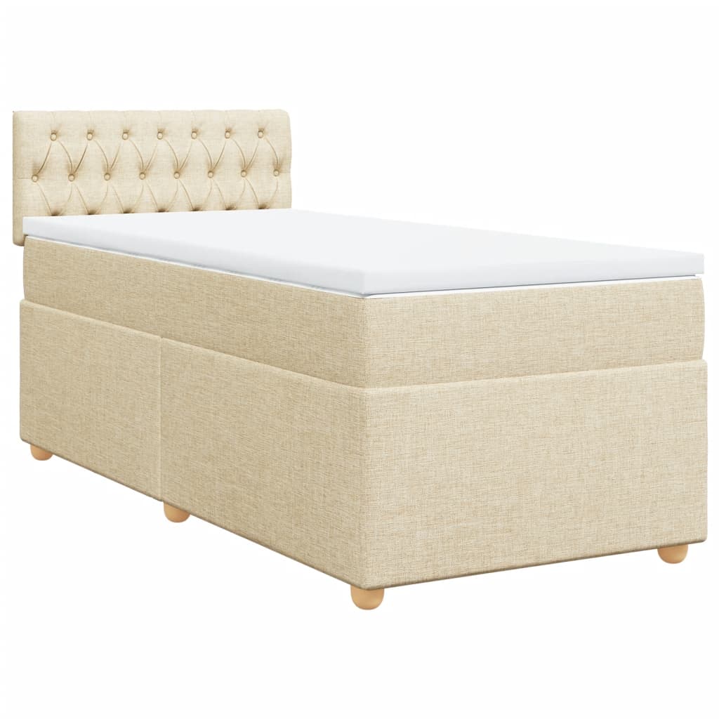 Giroletto a Molle con Materasso Crema 90x190 cm in Tessuto | homemem39