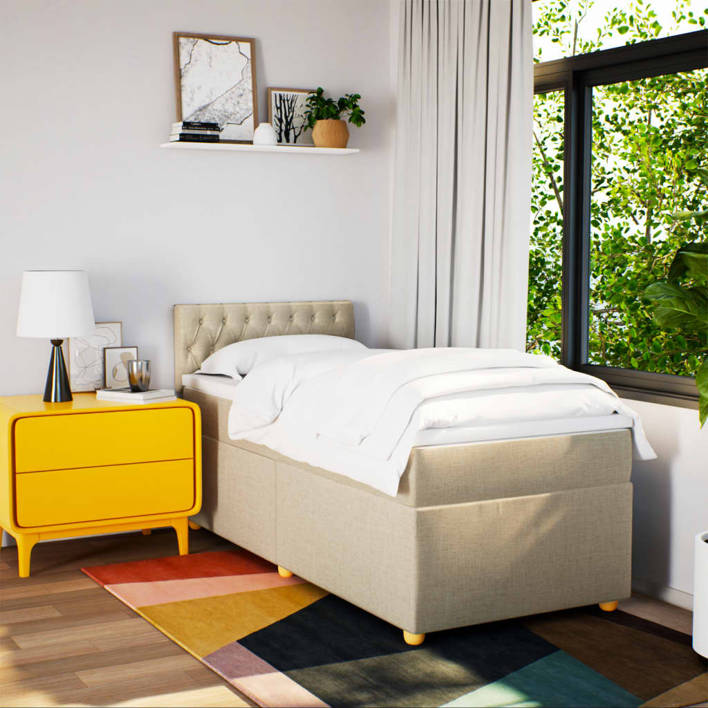 Giroletto a Molle con Materasso Crema 90x190 cm in Tessuto | homemem39