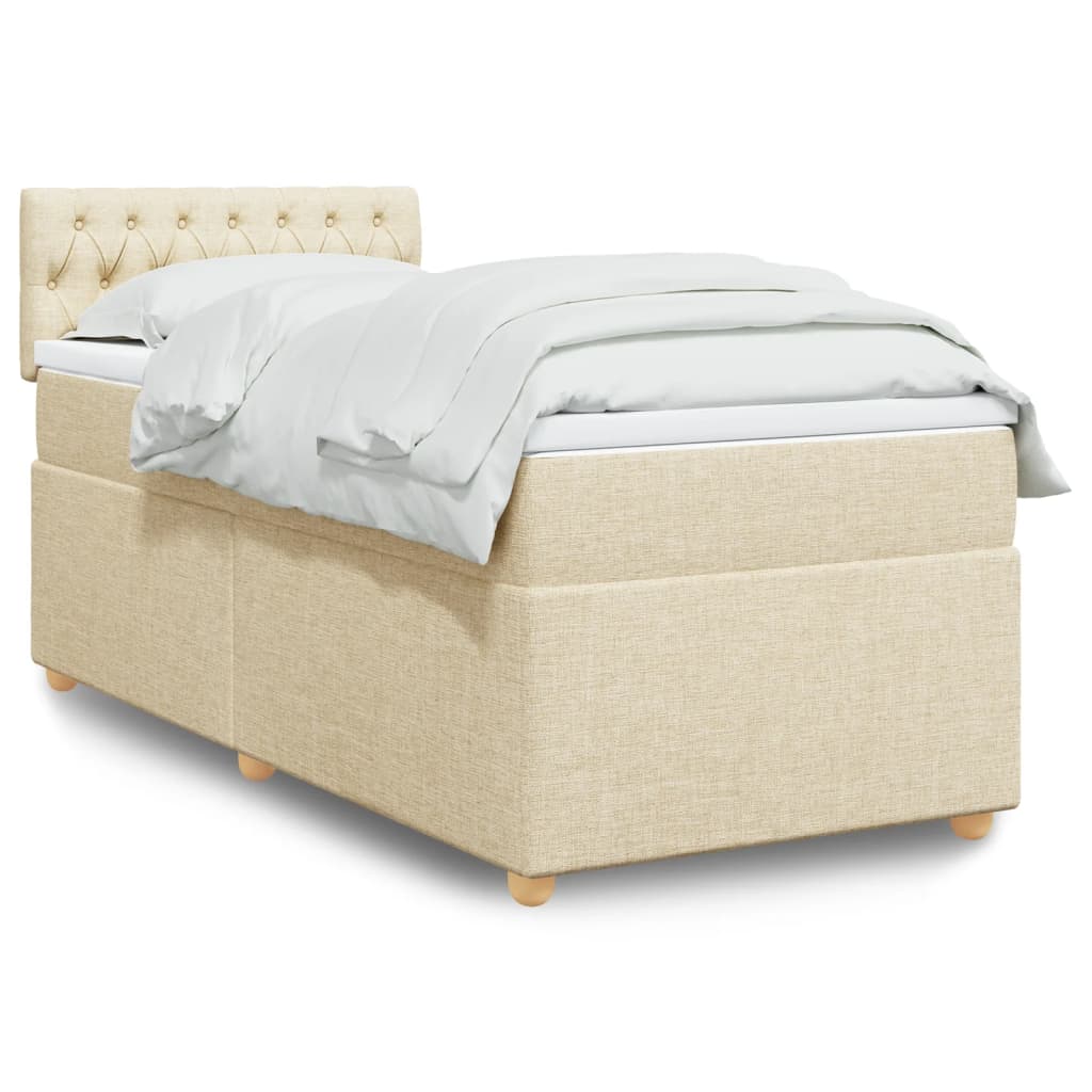 Giroletto a Molle con Materasso Crema 90x190 cm in Tessuto | homemem39