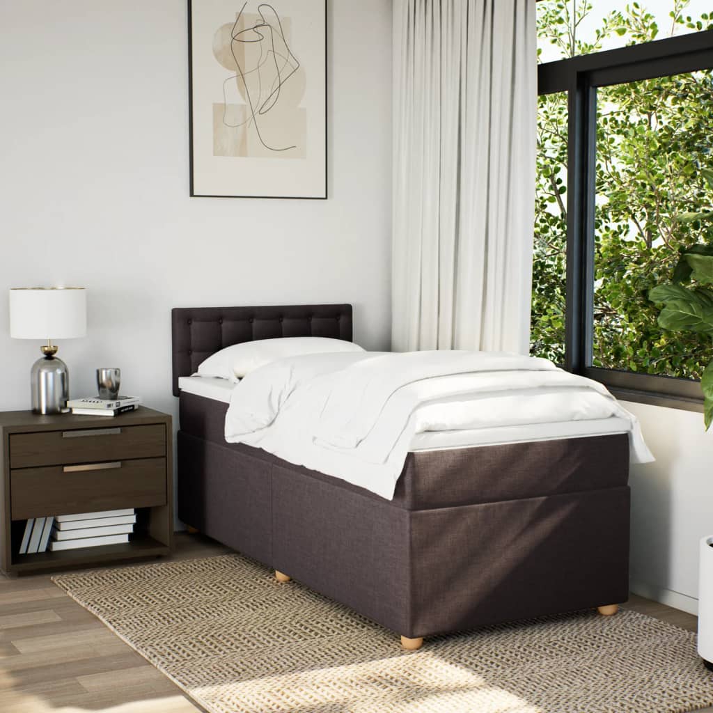 Giroletto a Molle con Materasso Marrone Scuro 90x190cm Tessuto | homemem39