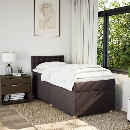 Giroletto a Molle con Materasso Marrone Scuro 90x190cm Tessuto | homemem39