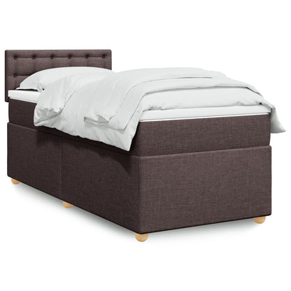 Giroletto a Molle con Materasso Marrone Scuro 90x190cm Tessuto | homemem39
