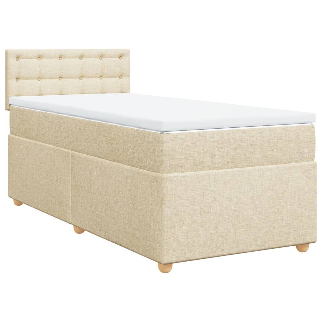 Giroletto a Molle con Materasso Crema 90x190 cm in Tessuto | homemem39