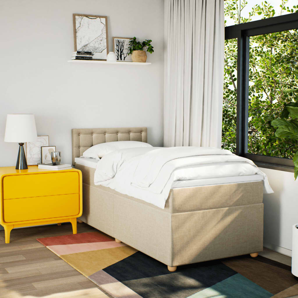 Giroletto a Molle con Materasso Crema 90x190 cm in Tessuto | homemem39
