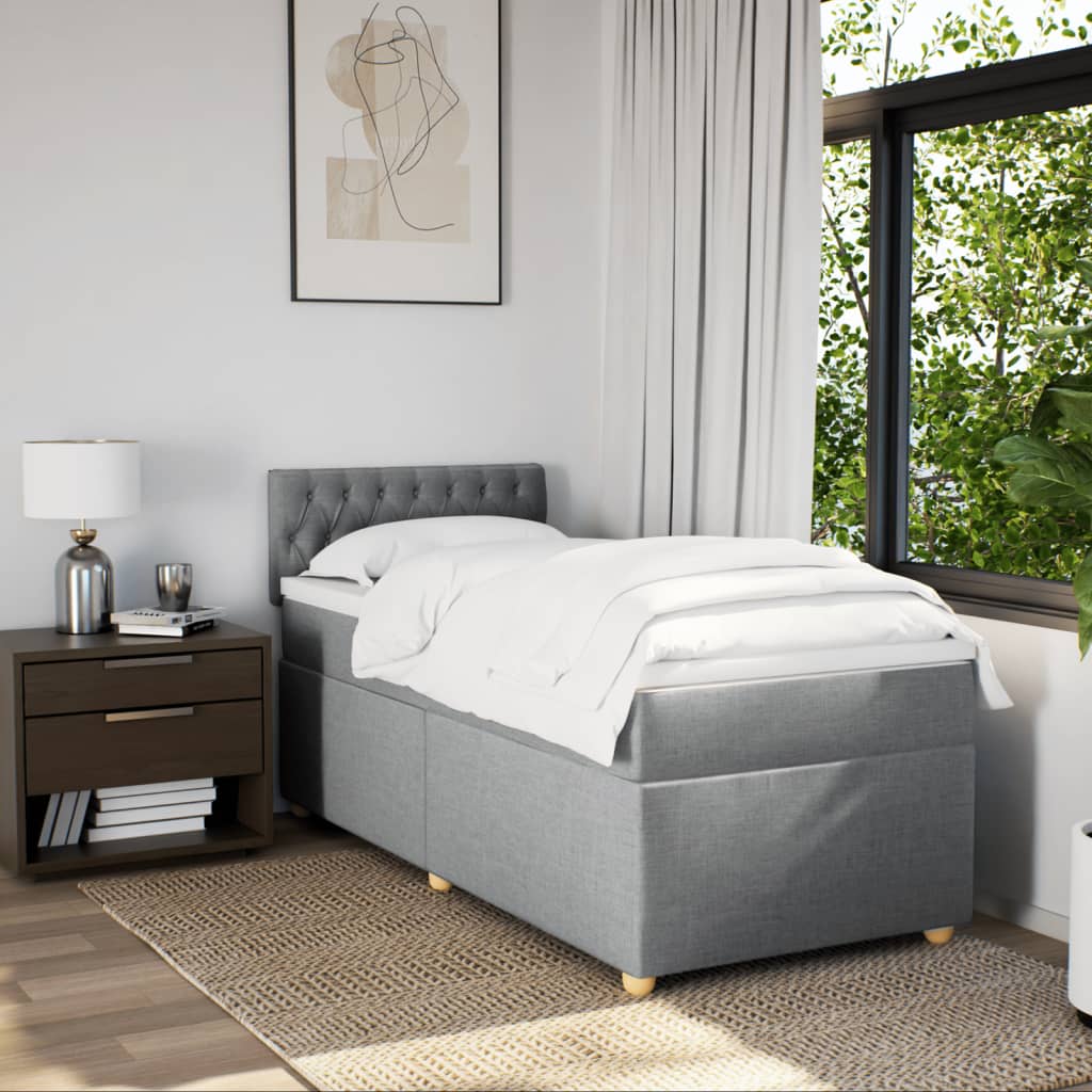 Giroletto a Molle con Materasso Grigio Chiaro 90x200 cm Tessuto | homemem39