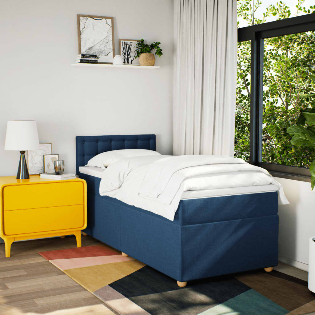 Giroletto a Molle con Materasso Blu 100x200 cm in Tessuto | homemem39