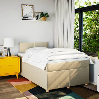 Giroletto a Molle con Materasso Crema 120x190 cm in Tessuto | homemem39