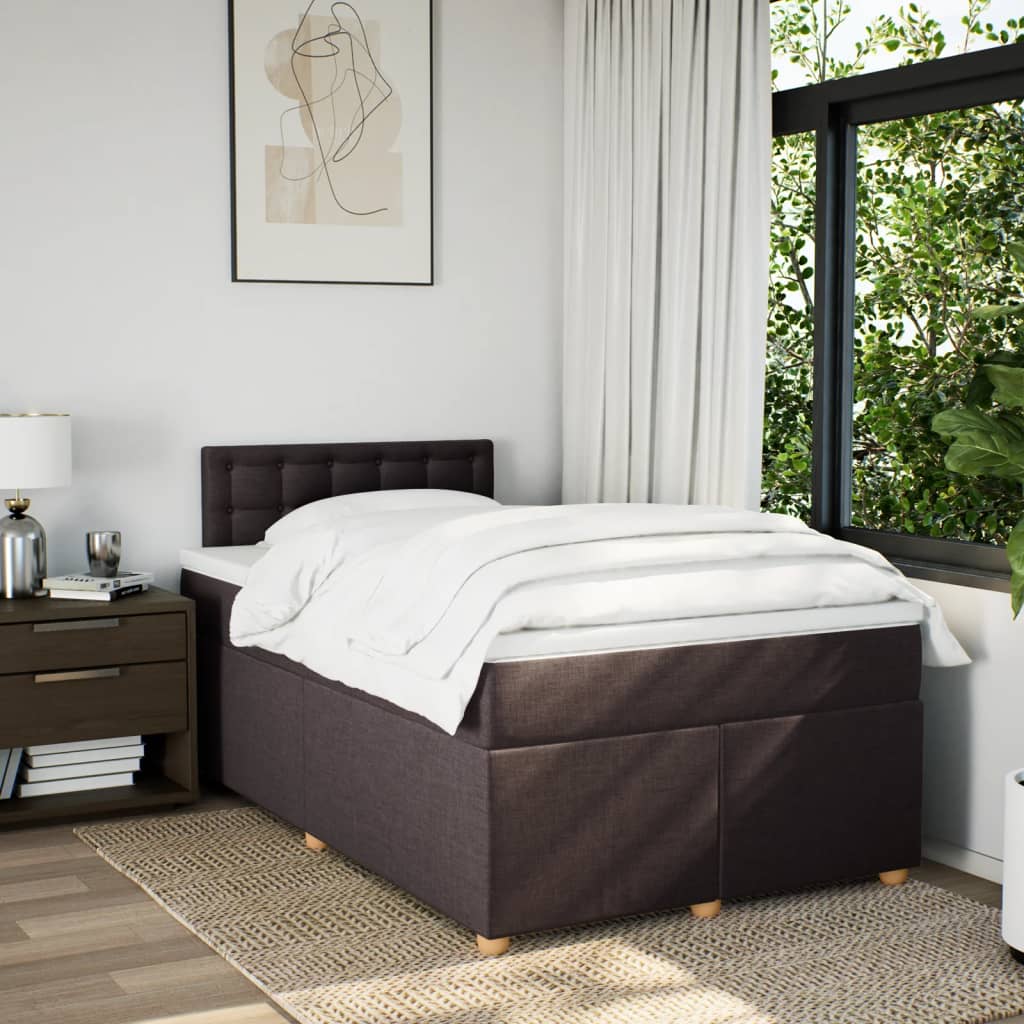 Giroletto a Molle con Materasso Marrone Scuro 120x190cm Tessuto | homemem39