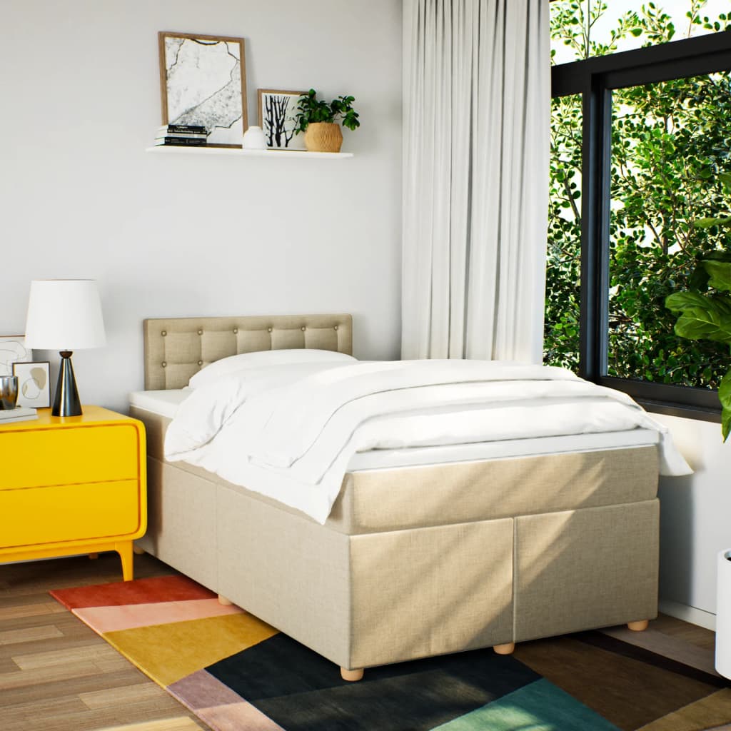 Giroletto a Molle con Materasso Crema 120x190 cm in Tessuto | homemem39