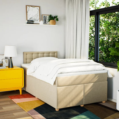 Giroletto a Molle con Materasso Crema 120x190 cm in Tessuto | homemem39