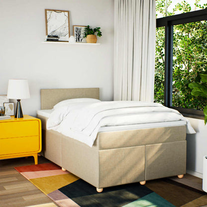 Giroletto a Molle con Materasso Crema 120x200 cm in Tessuto - homemem39