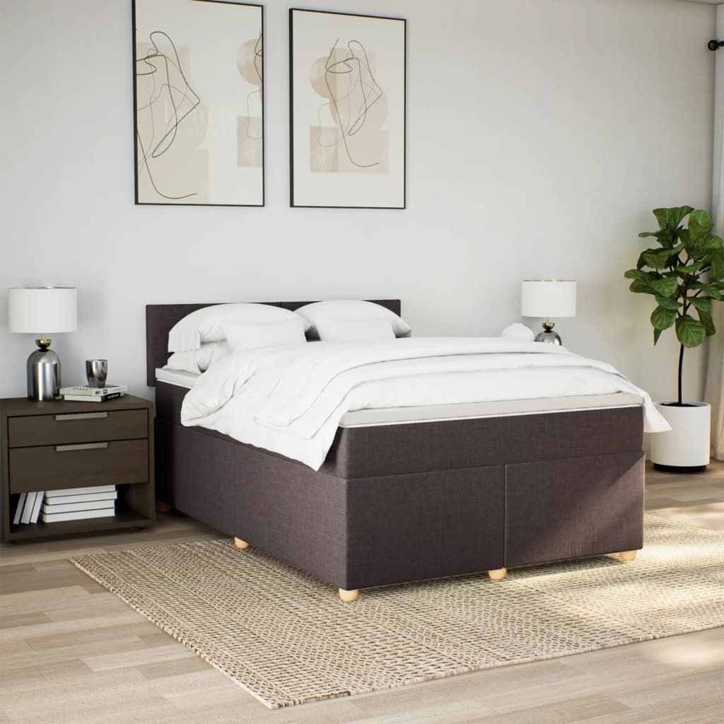 Giroletto a Molle con Materasso Marrone Scuro 140x190cm Tessuto | homemem39