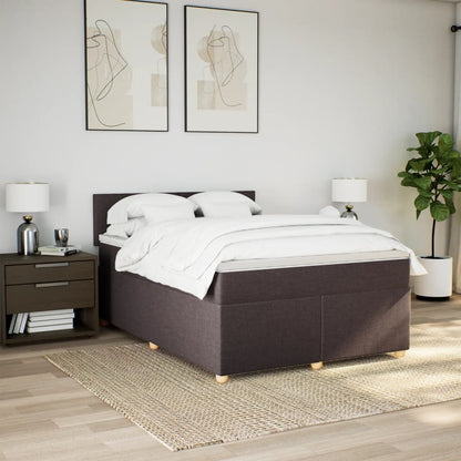 Giroletto a Molle con Materasso Marrone Scuro 140x190cm Tessuto | homemem39