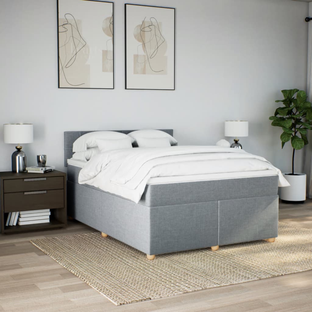 Giroletto a Molle con Materasso Grigio Chiaro 140x190cm Tessuto | homemem39
