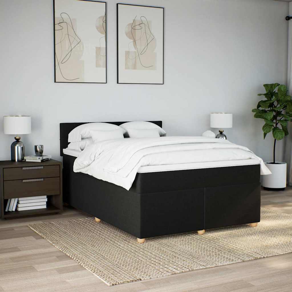 Giroletto a Molle con Materasso Nero 140x190 cm in Tessuto | homemem39
