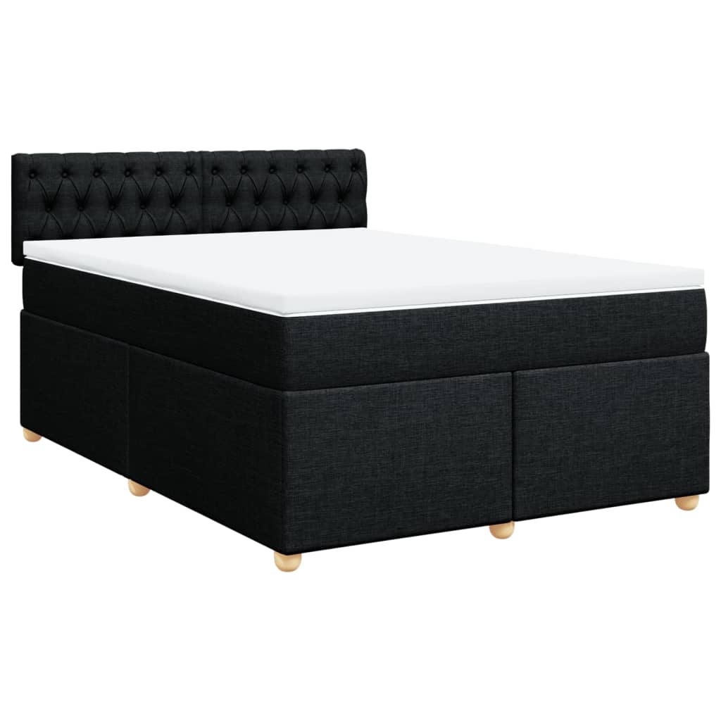 Giroletto a Molle con Materasso Nero 140x190 cm in Tessuto