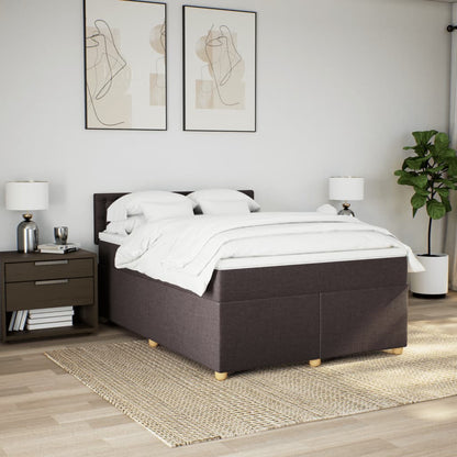 Giroletto a Molle con Materasso Marrone Scuro 140x190cm Tessuto | homemem39