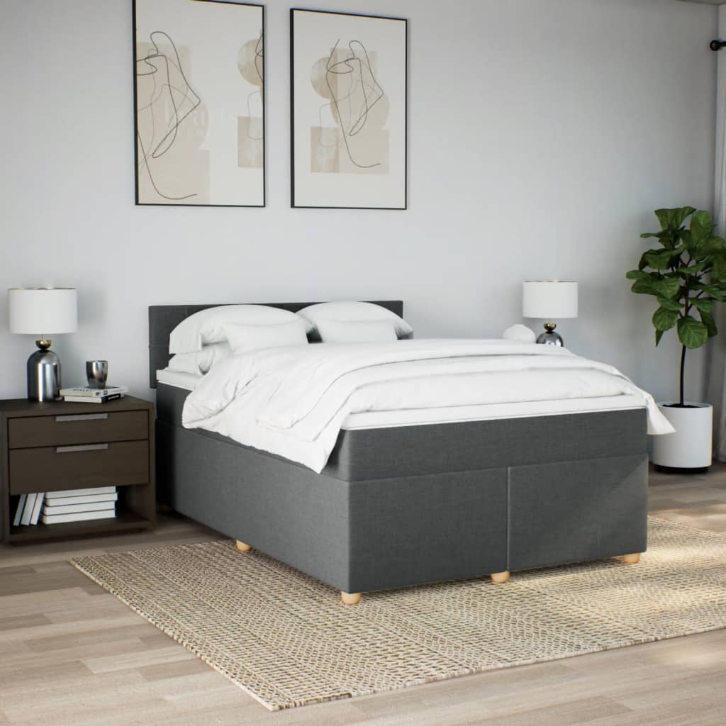 Giroletto a Molle con Materasso Grigio Scuro 140x200cm Tessuto | homemem39