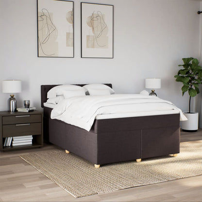Giroletto a Molle con Materasso Marrone Scuro 140x200cm Tessuto