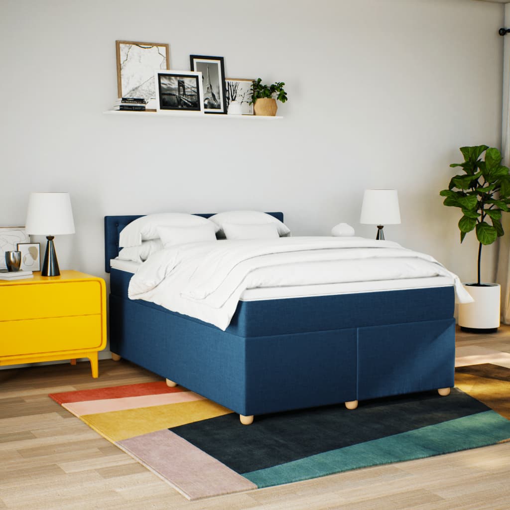 Giroletto a Molle con Materasso Blu 140x200 cm in Tessuto | homemem39
