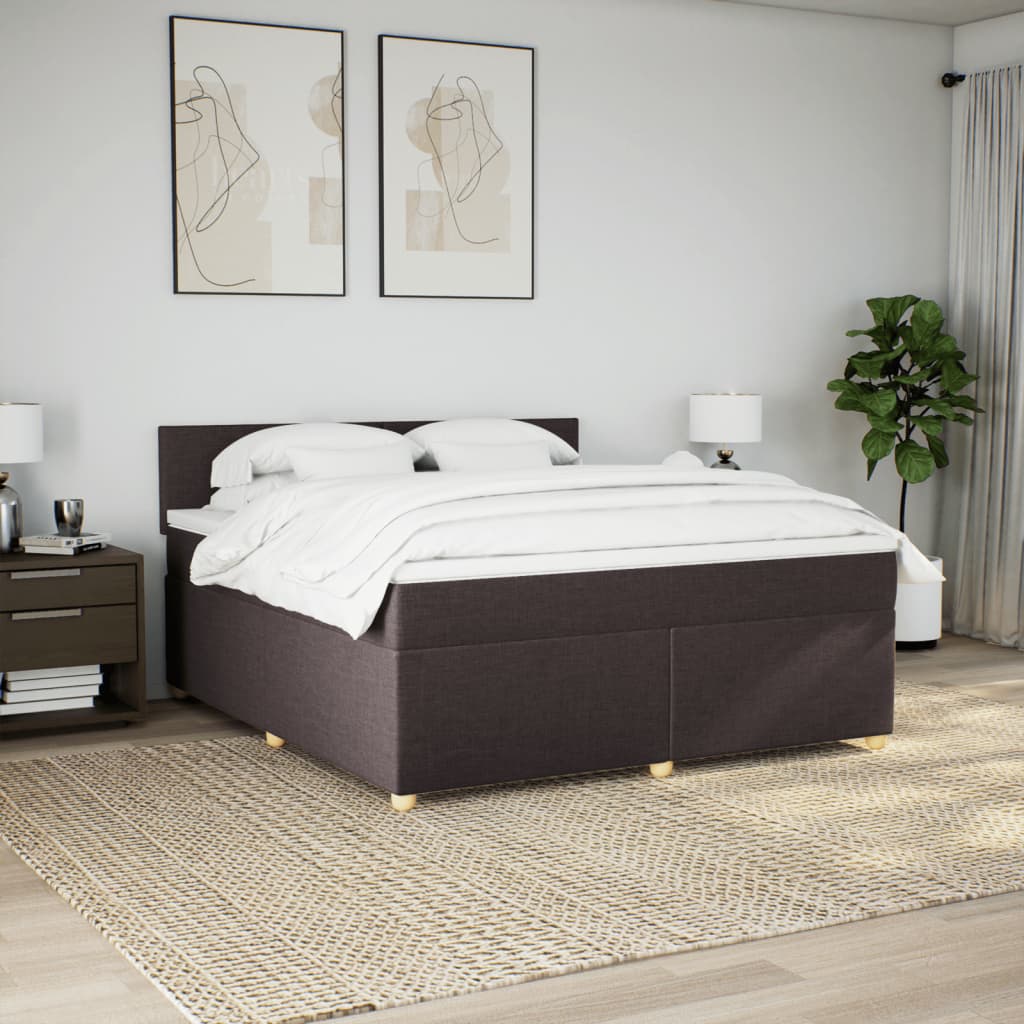 Giroletto a Molle con Materasso Marrone Scuro 180x200cm Tessuto | homemem39