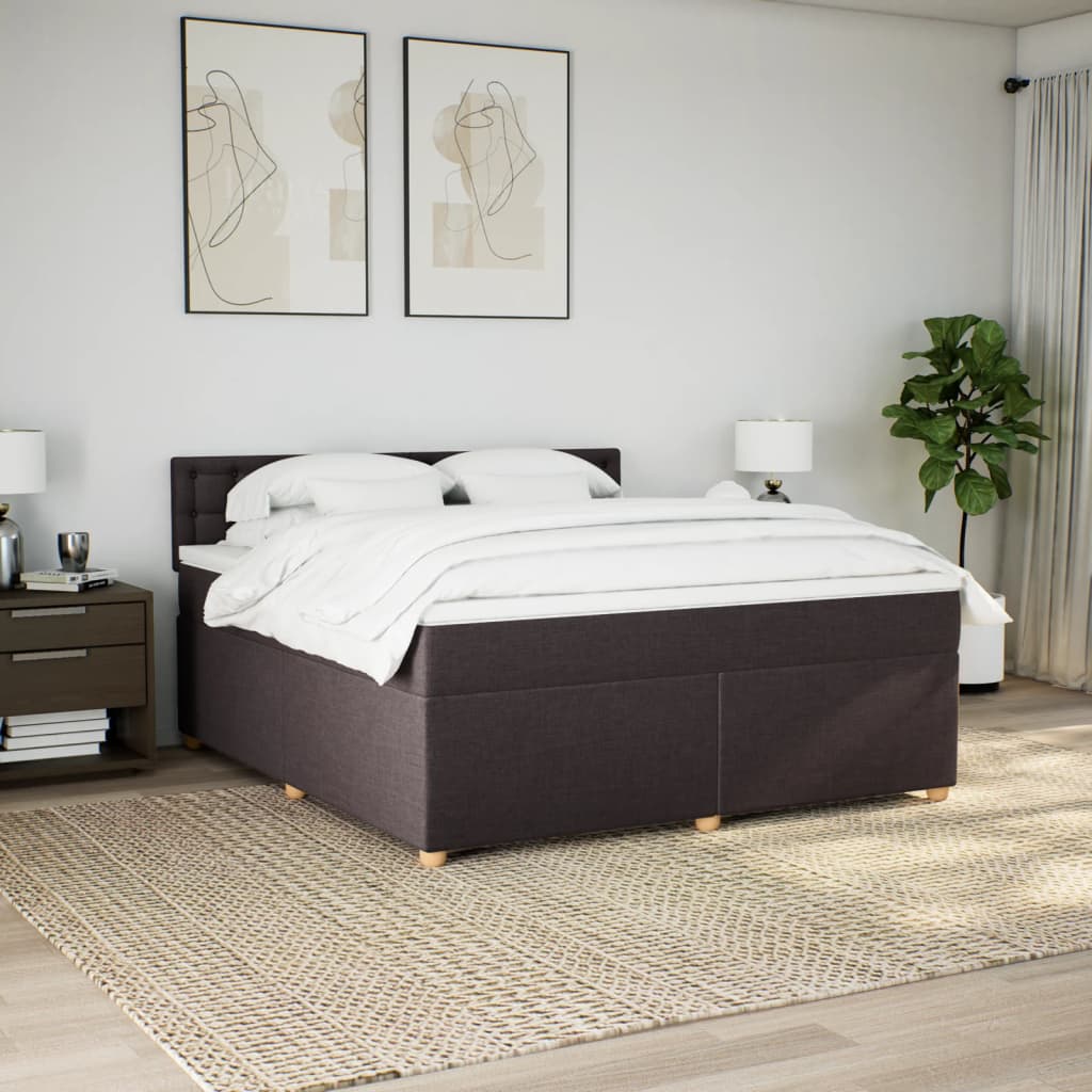 Giroletto a Molle con Materasso Marrone Scuro 180x200cm Tessuto | homemem39