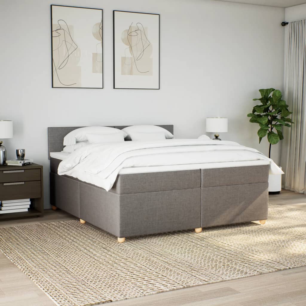 Giroletto a Molle con Materasso Tortora 200x200 cm in Tessuto | homemem39