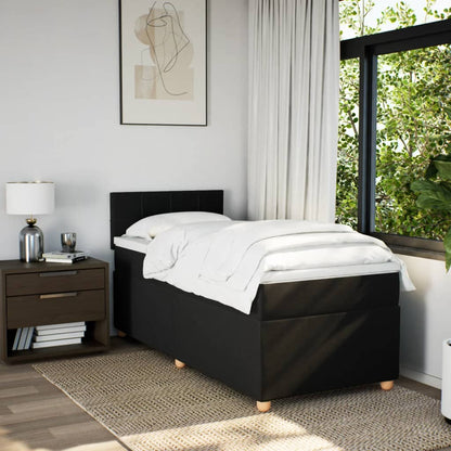 Letto a Molle con Materasso Nero Singolo in Tessuto | homemem39