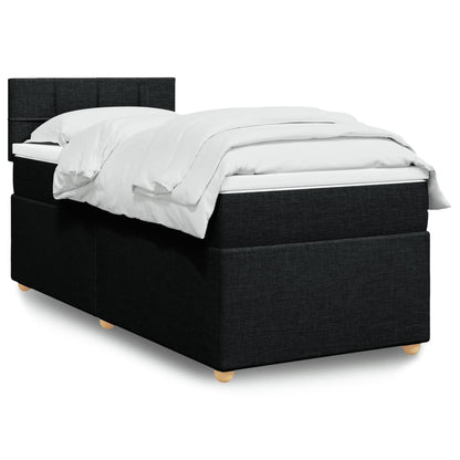 Letto a Molle con Materasso Nero Singolo in Tessuto | homemem39