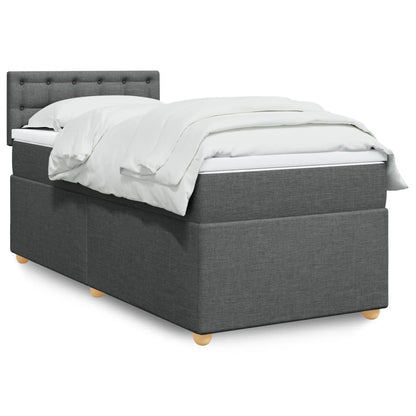 Letto a Molle con Materasso Grigio Scuro Singolo in Tessuto - homemem39