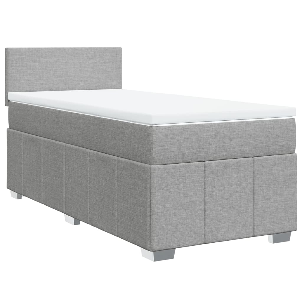 Giroletto a Molle con Materasso Grigio Chiaro 90x190 cm Tessuto