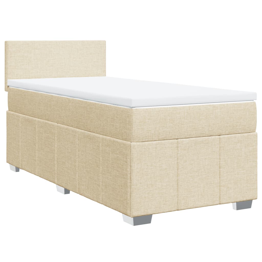 Giroletto a Molle con Materasso Crema 90x190 cm in Tessuto