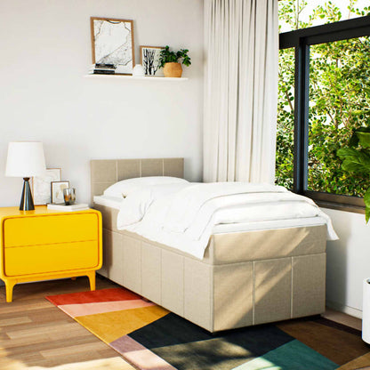 Giroletto a Molle con Materasso Crema 90x190 cm in Tessuto | homemem39