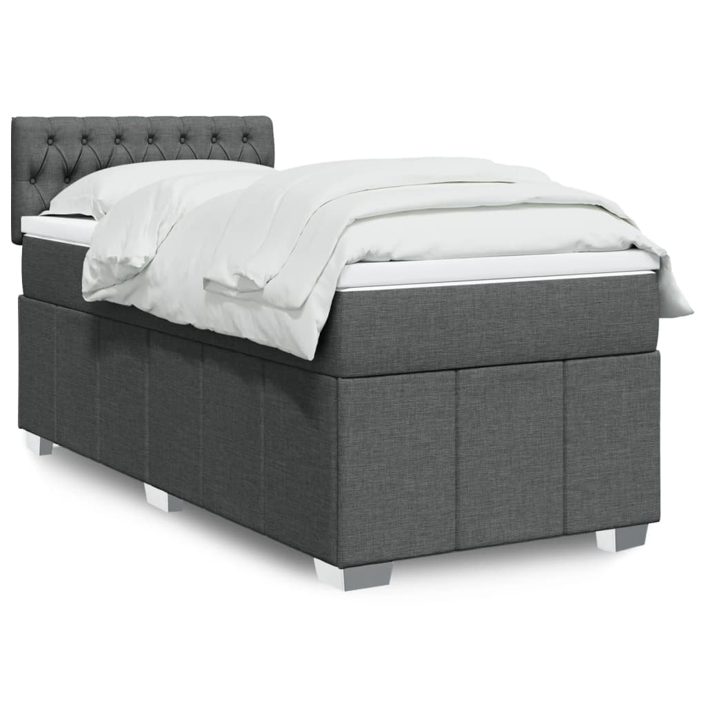 Giroletto a Molle con Materasso Grigio Scuro 90x190 cm Tessuto | homemem39