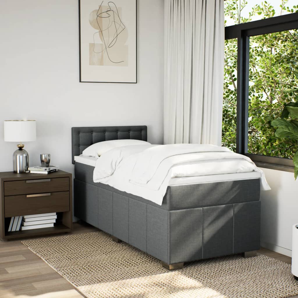 Giroletto a Molle con Materasso Grigio Scuro 90x190 cm Tessuto | homemem39