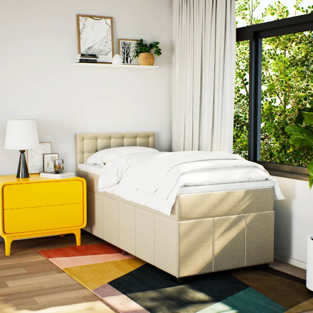Giroletto a Molle con Materasso Crema 90x190 cm in Tessuto | homemem39