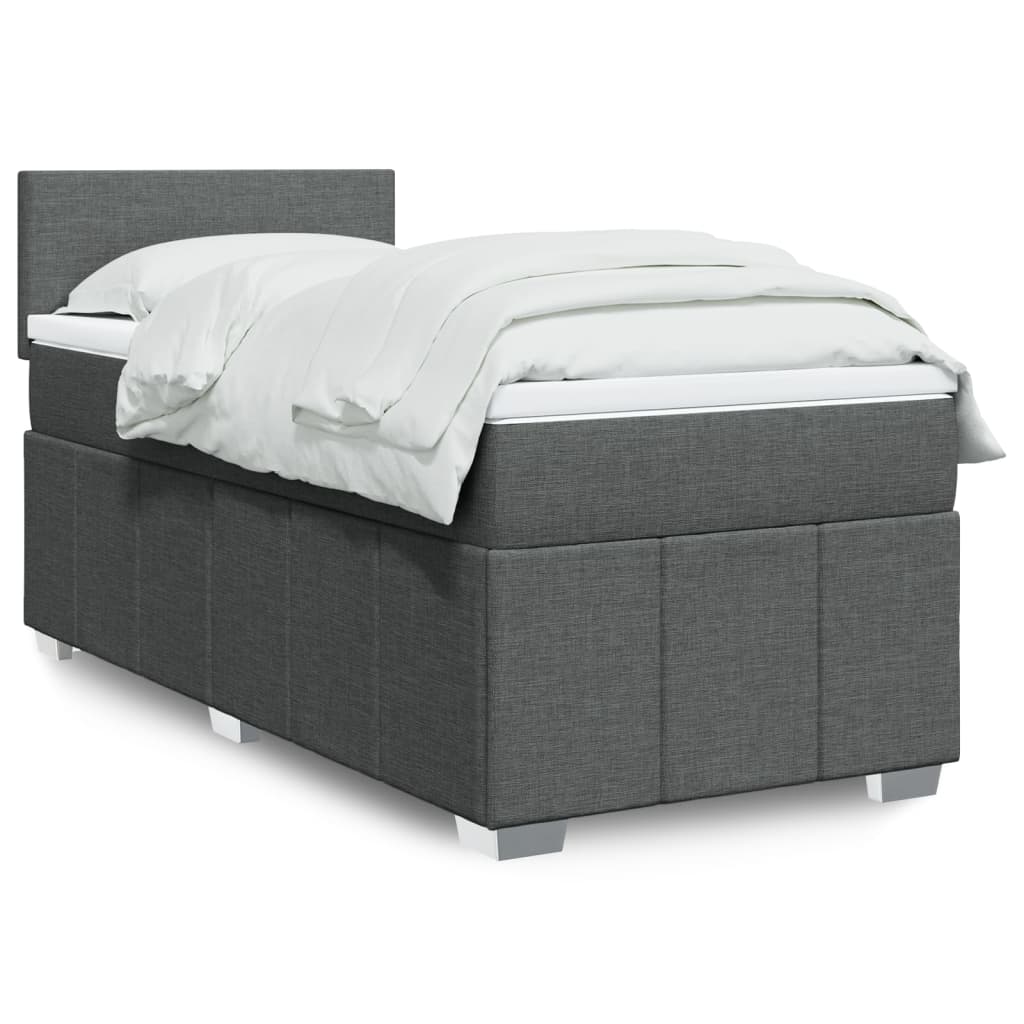 Giroletto a Molle con Materasso Grigio Scuro 90x200 cm Tessuto | homemem39