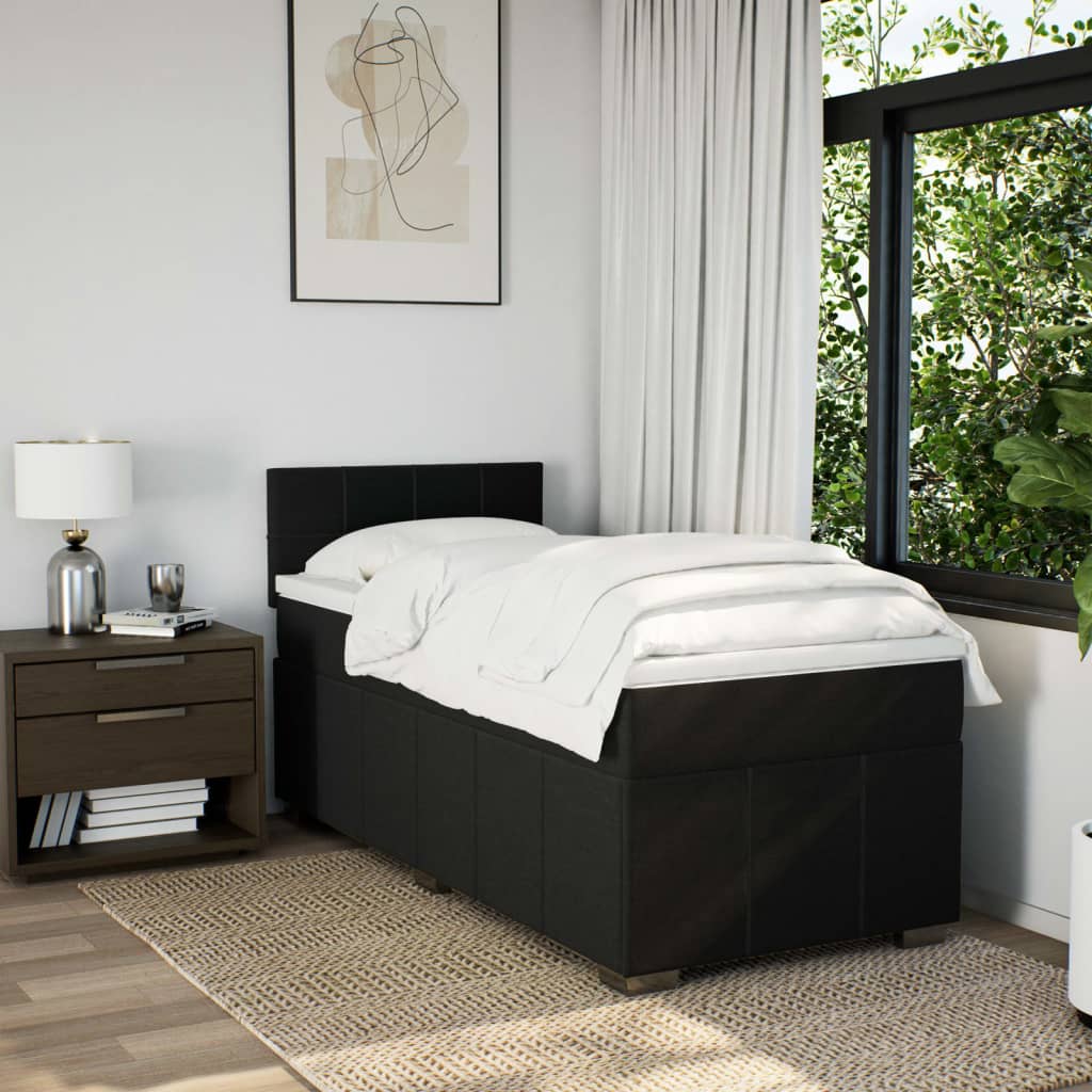 Giroletto a Molle con Materasso Nero 90x200 cm in Tessuto | homemem39