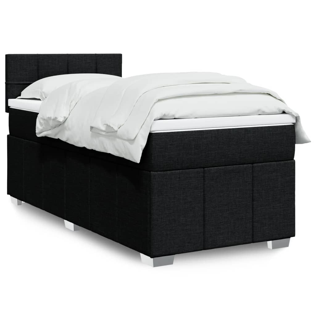 Giroletto a Molle con Materasso Nero 90x200 cm in Tessuto